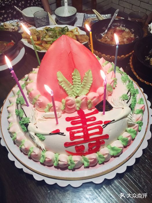 生日蛋糕双层寿桃福寿安康