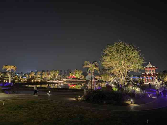 潮头中央公园-"潮连岛上新开的潮头中央公园的夜景太.