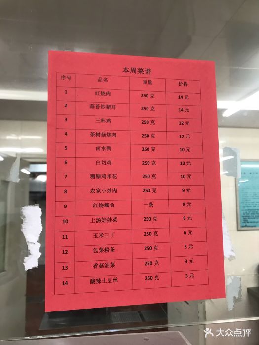 北京中医药大学食堂菜单图片