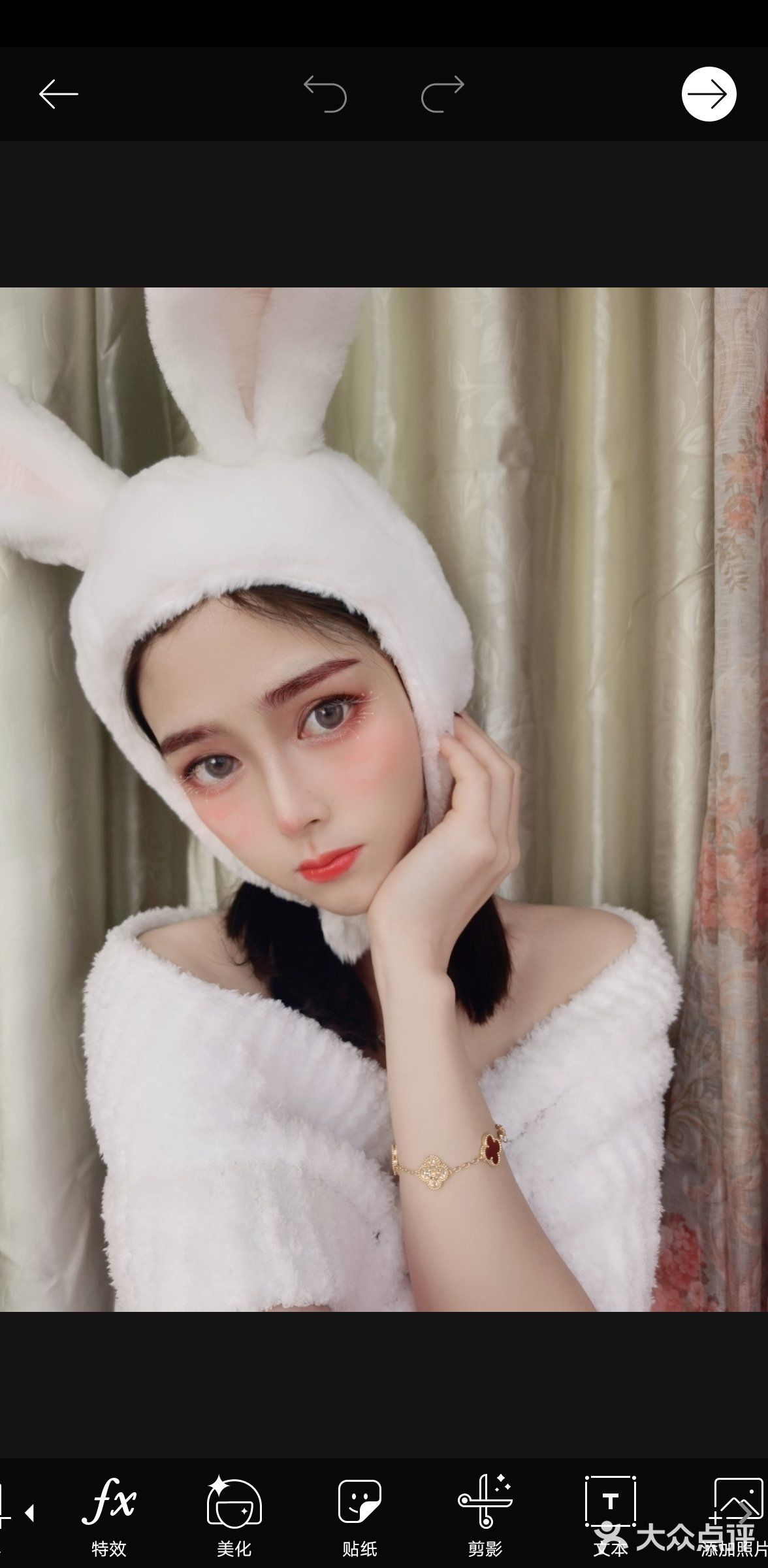 创意自拍ins风少女趣味贴纸兔子创意妆