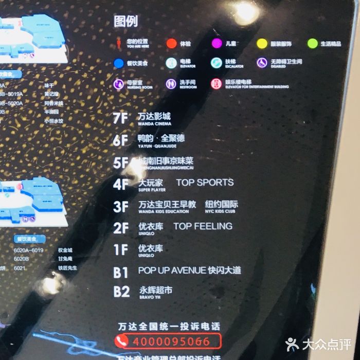 万达广场(丰台西铁营店-楼层分布图图片-北京购物-大众点评网