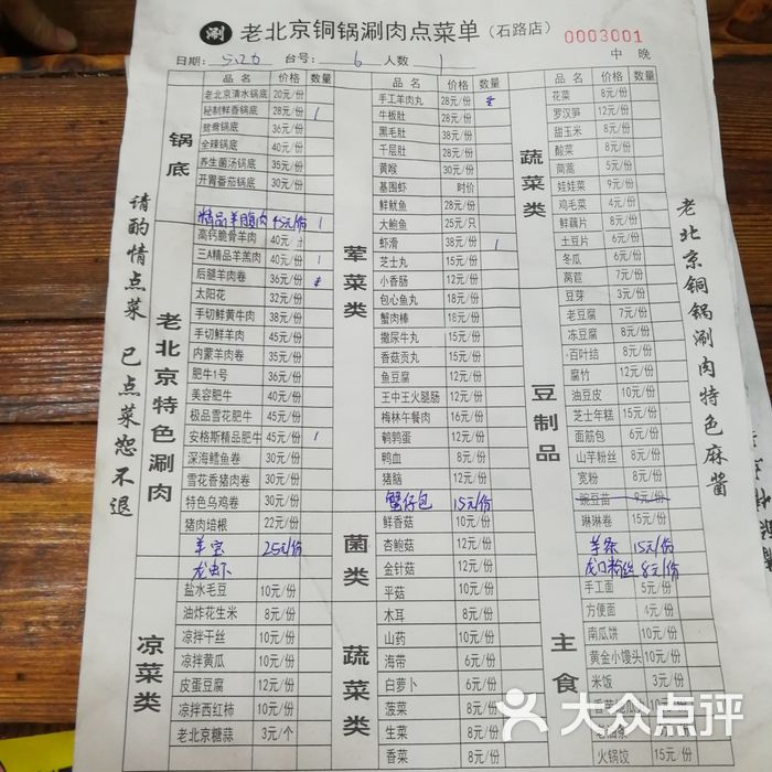 老北京铜锅涮肉菜单图片-北京老北京火锅-大众点评网