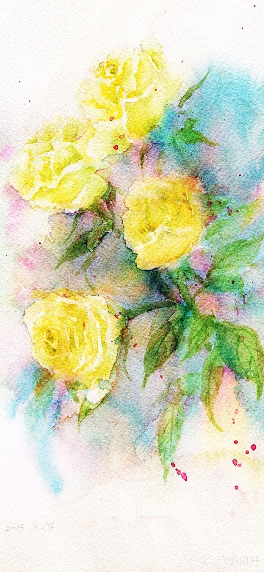 水粉画,漫步在花丛中