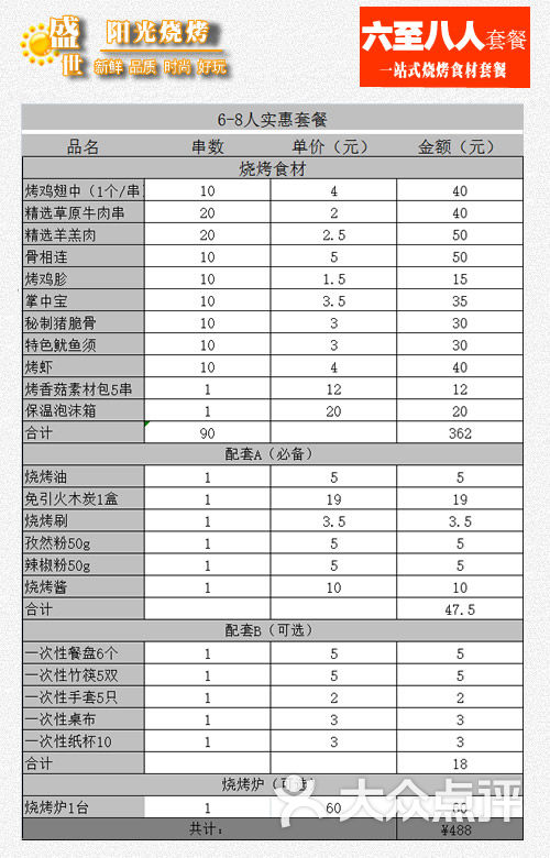 西安户外烧烤食材店坏烧烤套餐清单图片-北京烧烤-大众点评网