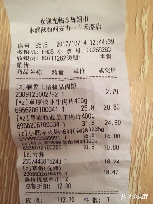 永辉超市(鑫苑大都汇店)账单图片 第125张