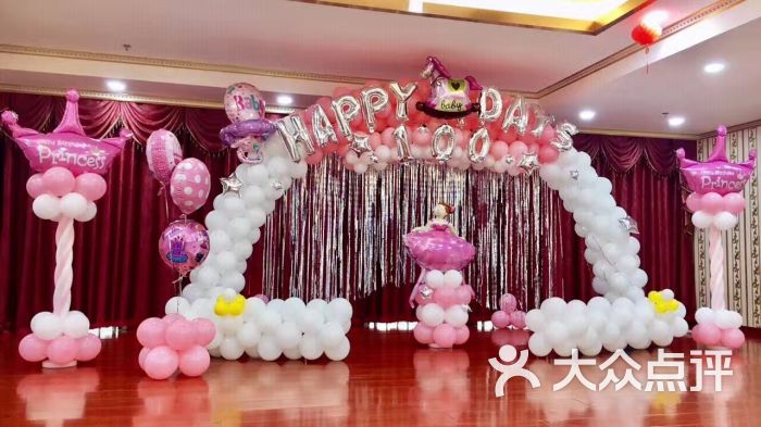 百岁宴甜品台气球布置大堂图片 第47张