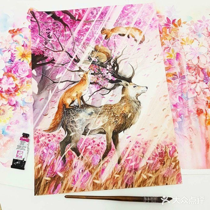 分享一组超级唯美的水彩画鹿的作品