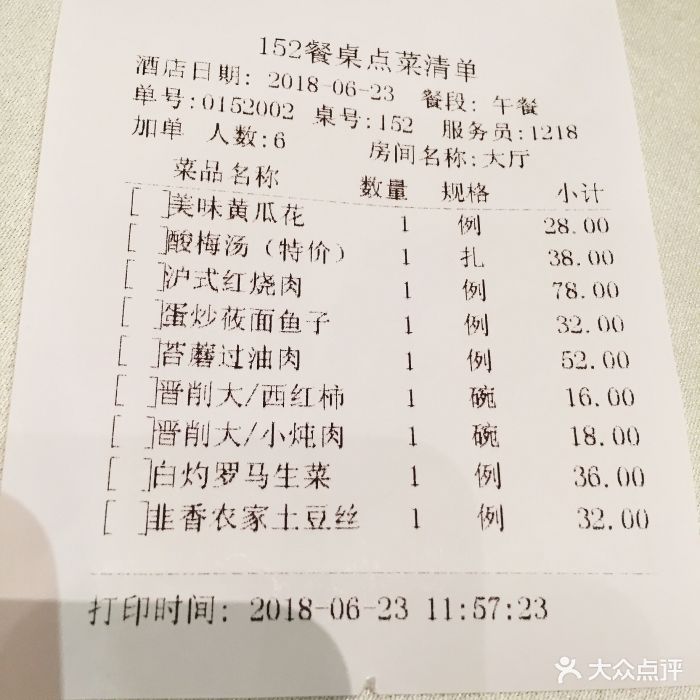 晋阳饭庄(永定路店)-账单-价目表-账单图片-北京美食