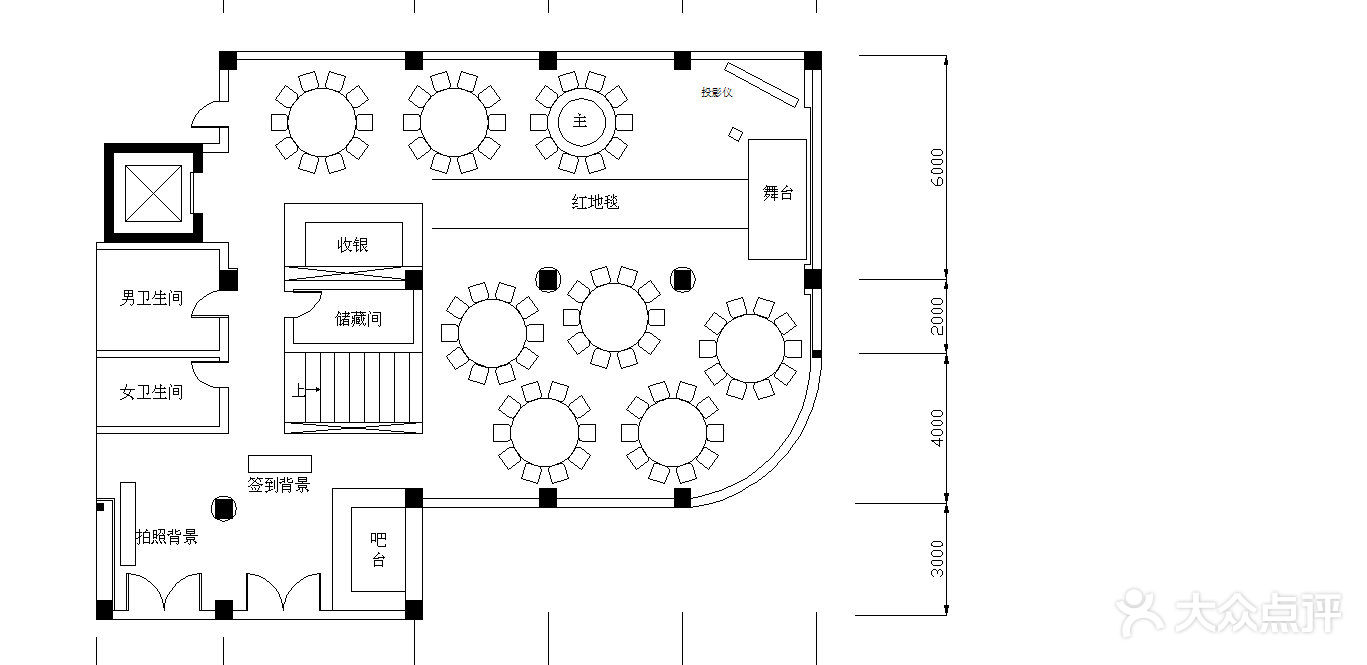 一层8桌婚宴平面图