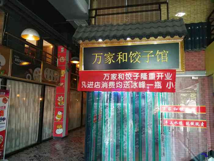 绿色水饺-"这家店的名字应该是万家福饺子馆,开业不久