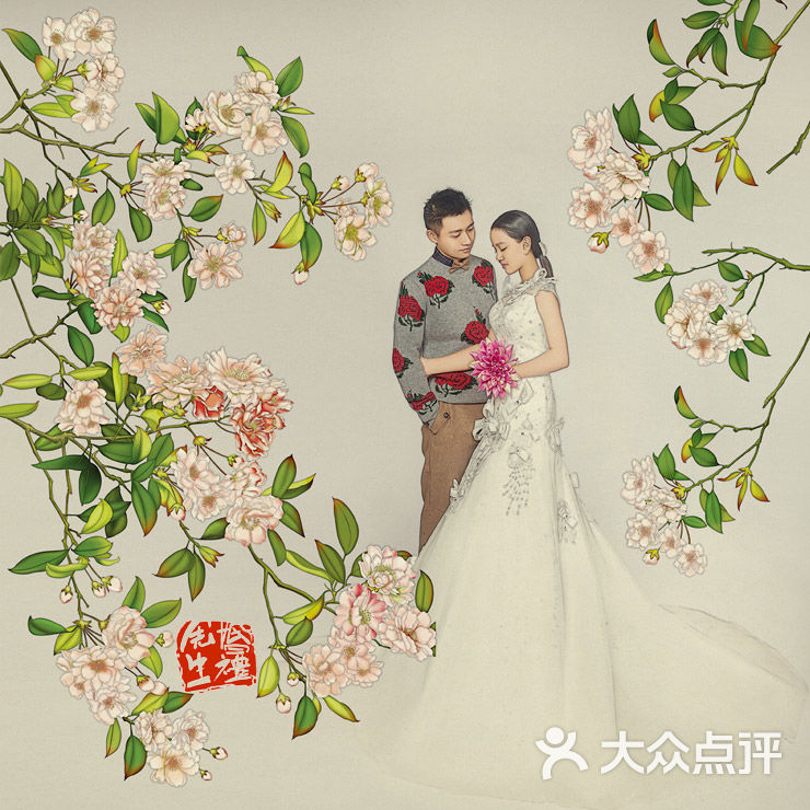 婚纱照工笔画_婚纱照工笔画背景素材(2)