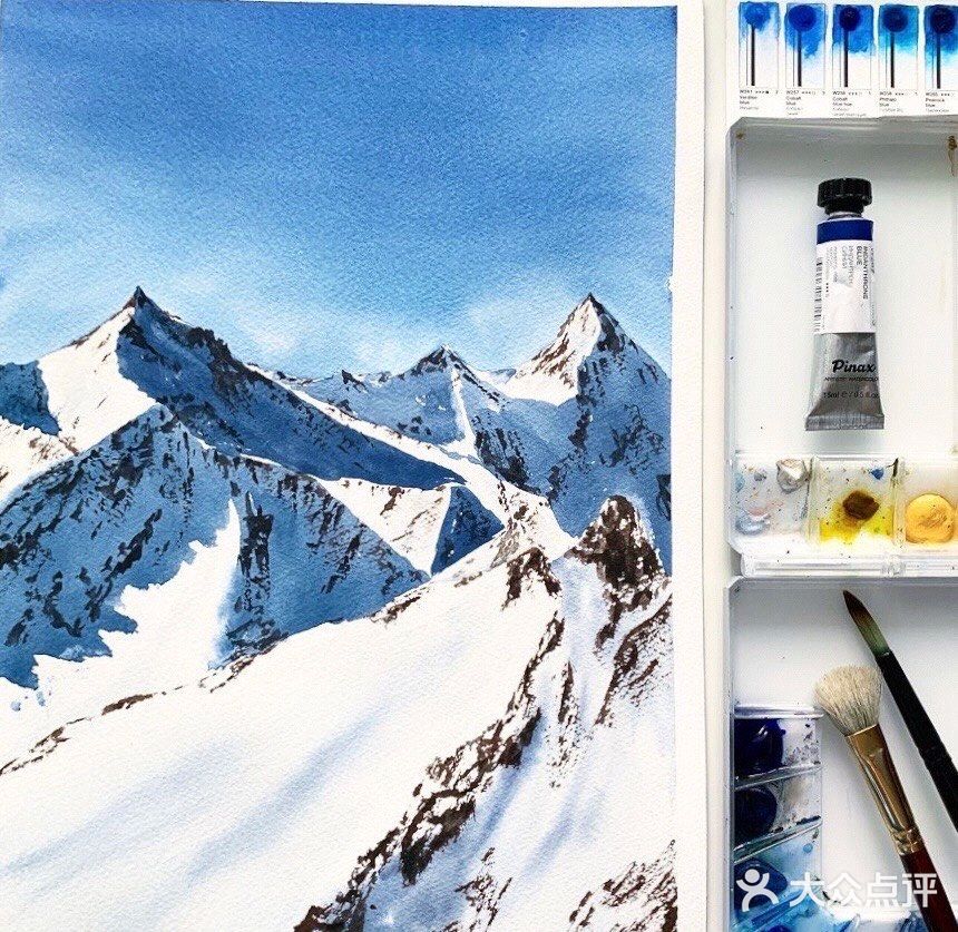 一组水彩画带你领略雪山的美感