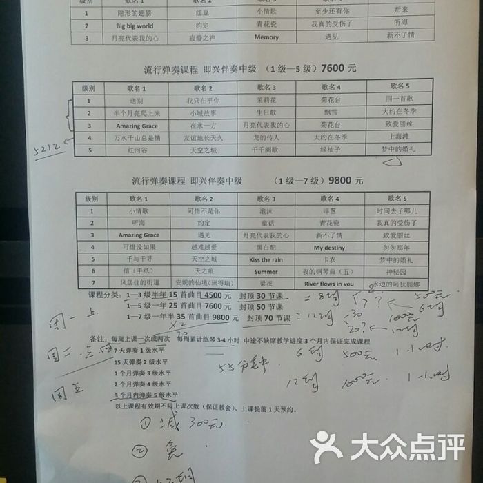 梦想钢琴成人钢琴课程及价目表图片-北京钢琴-大众点评网