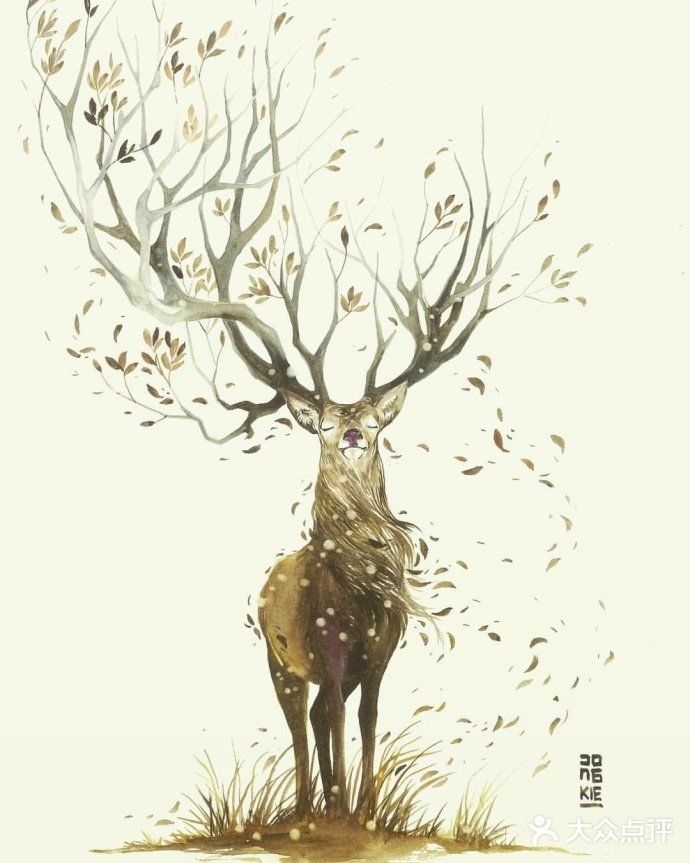 分享一组超级唯美的水彩画鹿的作品