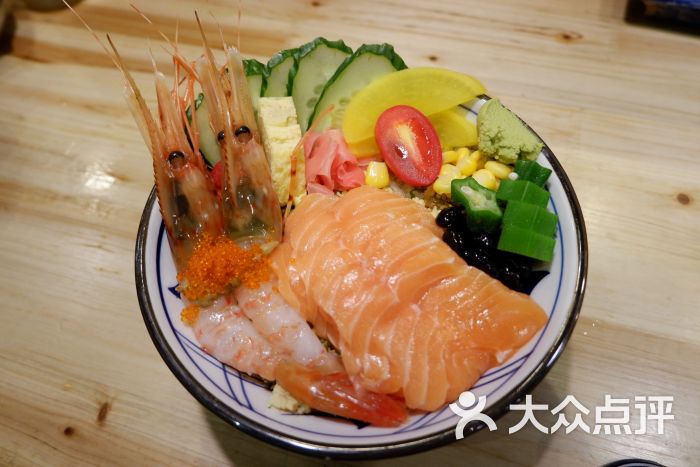 甜虾三文鱼丼