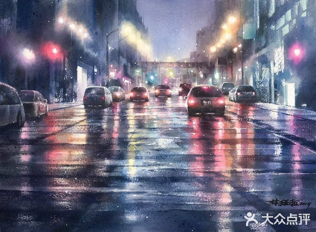 雨中的城市街景,朦胧与繁华交织的美