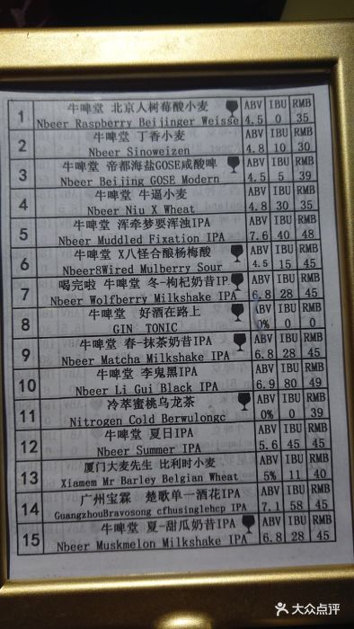 nbeerpub牛啤堂精酿啤酒餐吧-价目表-菜单图片-福州美食-大众点评网