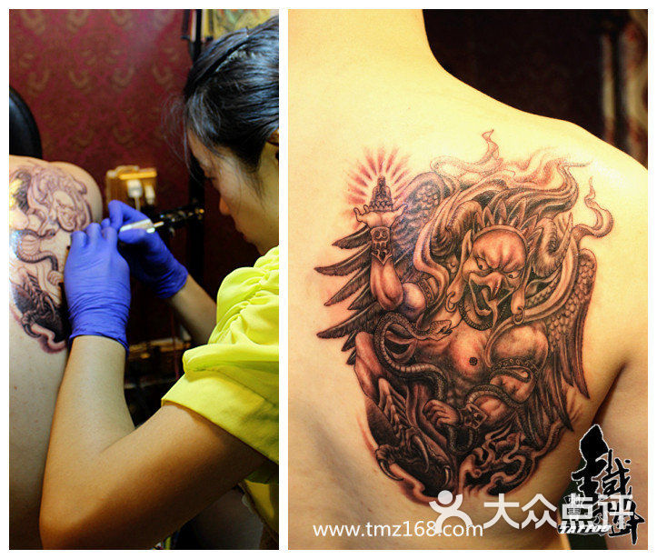 针刺青江汉路纹身作品纹身棺材纹身作品后背纹身原创辟邪纹身图案www
