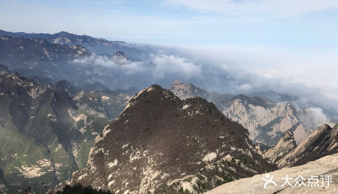 再坐索道下去华山真不愧是第一险山台阶很窄