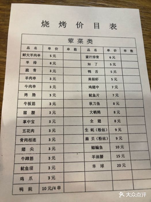 胖子烧烤·海鲜菜单图片 - 第6张