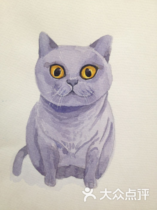 水彩画--蓝猫