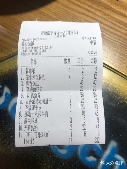 彭厨(南宁二店)--价目表-账单图片-南宁美食-大众点评