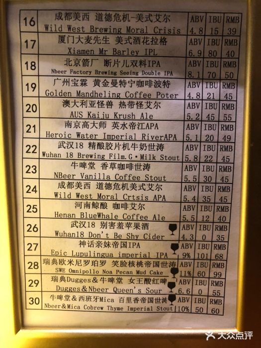 nbeerpub牛啤堂精酿啤酒餐吧-价目表-菜单图片-福州美食-大众点评网