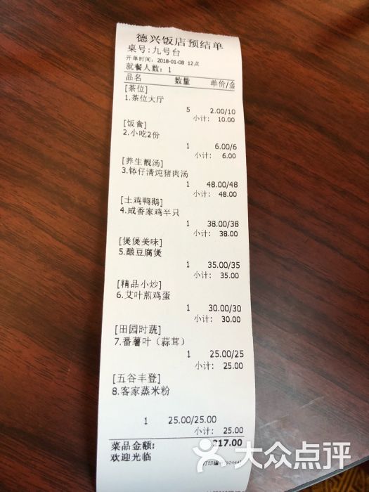 德兴饭店账单图片 第18张