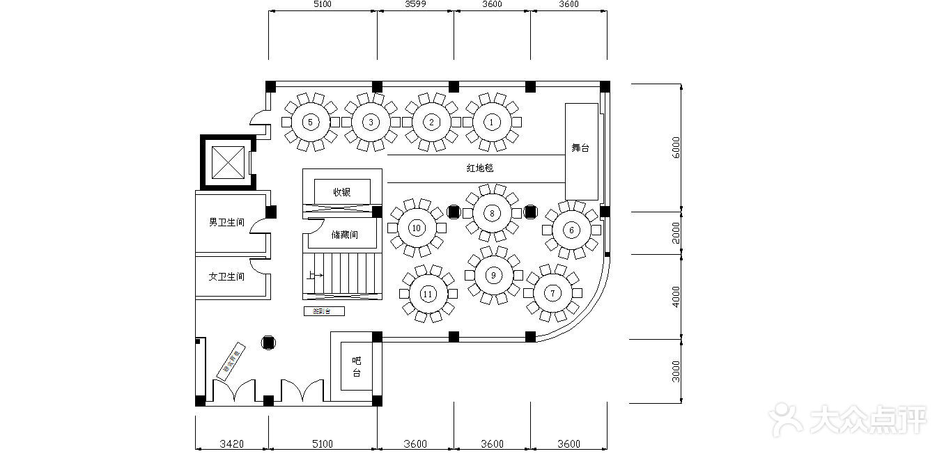 一层10桌婚宴平面图