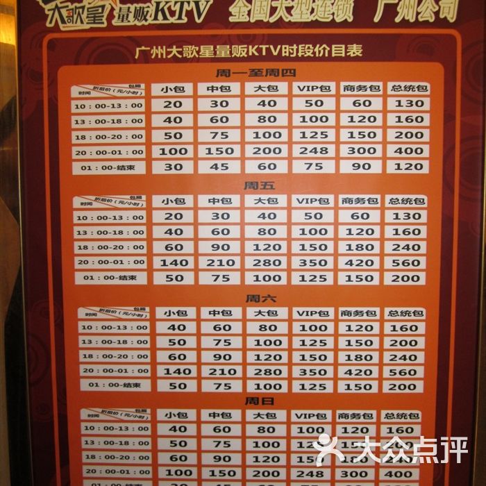 大歌星量贩ktv价目表图片-北京量贩式ktv-大众点评网