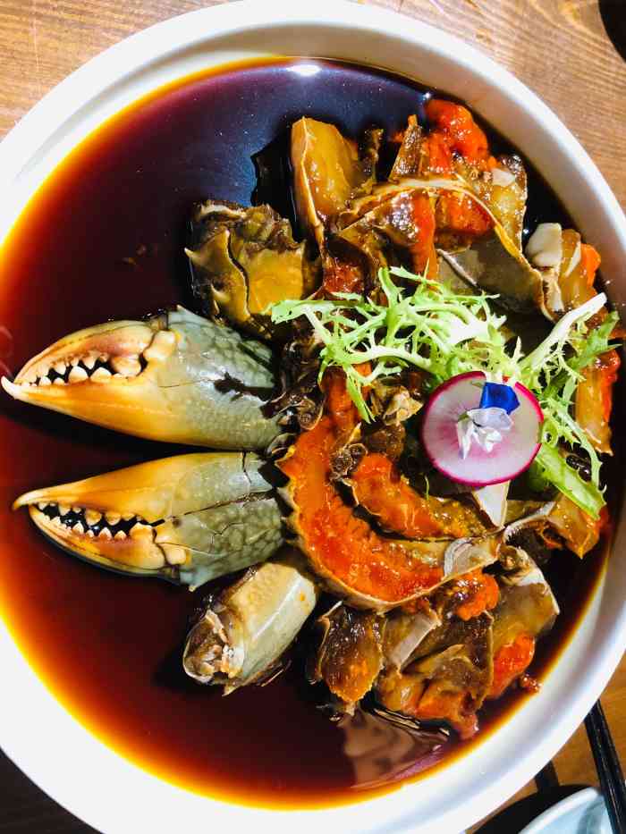甬上名灶(环城西路店)-"特级酱青蟹,螃蟹腌制过后变得很嫩,蟹黄拿.