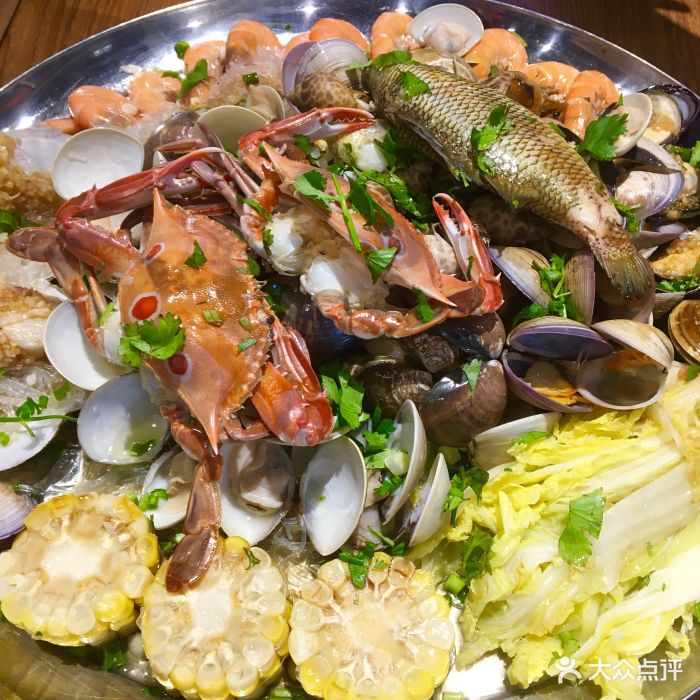 海极鲜蒸汽美食坊(西乡店)样样红海鲜大盘菜图片 第191张