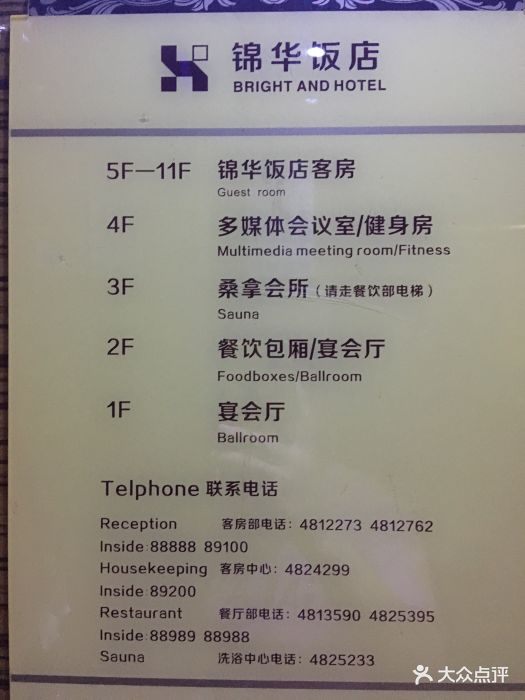 锦华饭店-电梯指示牌图片-界首市酒店-大众点评网