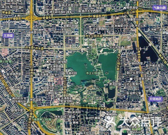 天津疗养院体检中心水上公园卫星地图,我院在水上西路
