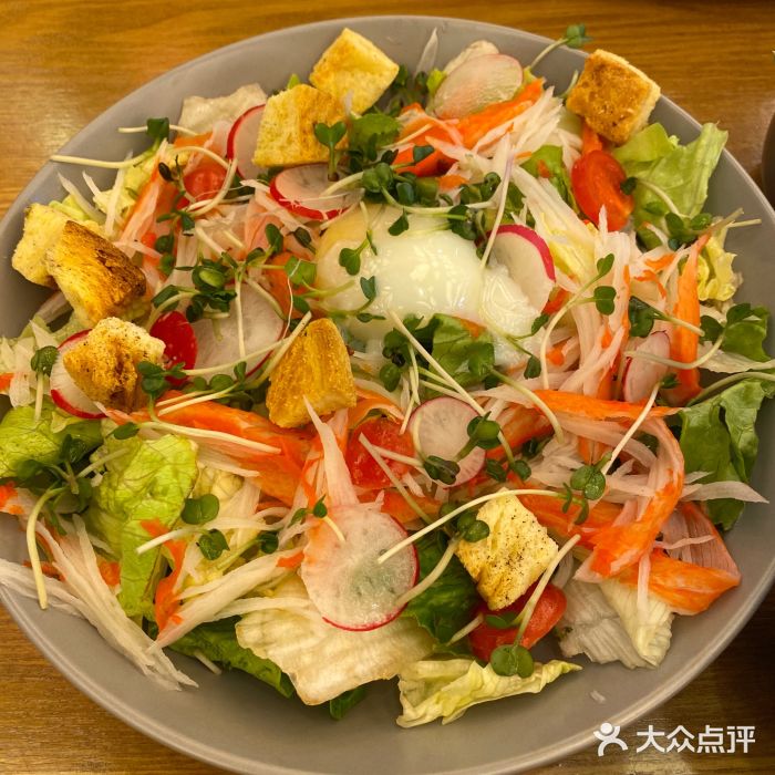姜太御黑牛寿喜烧(乐客城店)蟹肉温泉蛋沙拉图片