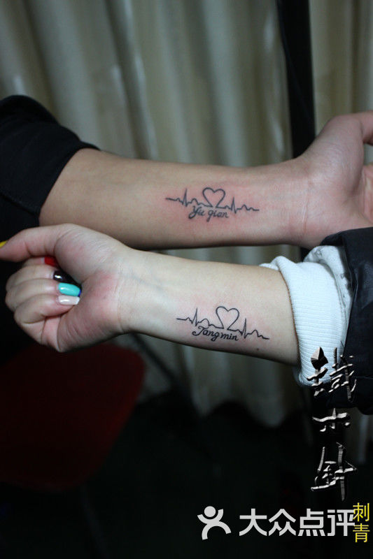 情侣心电图纹身加名字内容图片分享