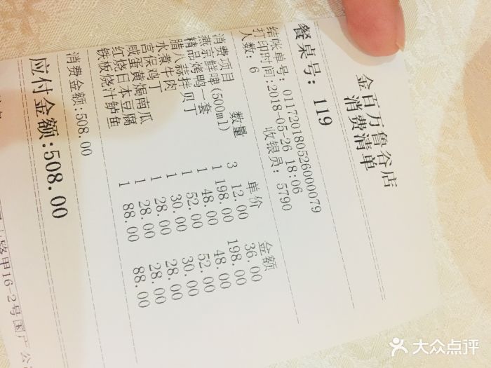 金百万烤鸭店(鲁谷店)--价目表图片-北京美食-大众