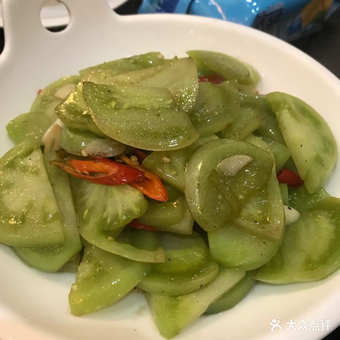 楚山城菜馆(虎泉店)小炒青番茄图片 第1张