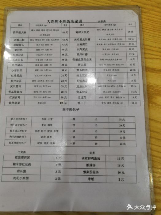 狗不理饭店-价目表-菜单图片-大连美食-大众点评网