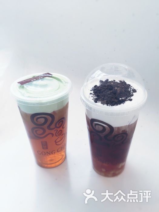 贡茶(恒隆店)-抹茶奶盖(绿茶)熊猫奶盖(红茶)图片-天津美食-大众点评网