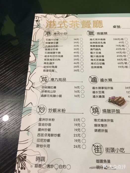 金雀港式茶餐厅--价目表-菜单图片-临沂美食-大众点评