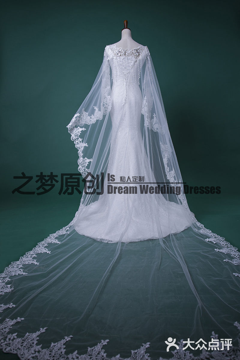 中式礼服头纱手绘