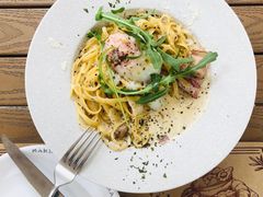 日式溫泉蛋野菌烩培根扁面-Mark&Mars Restaurant