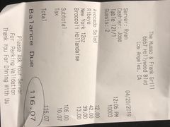 账单-Musso & Frank Grill