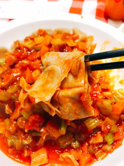 西红柿浇汁莜面