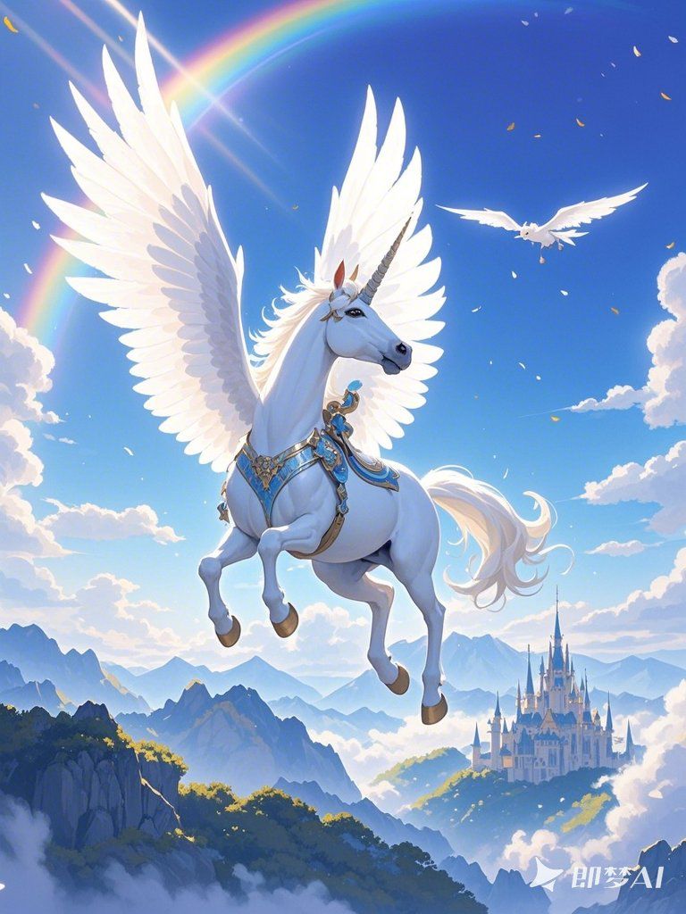 即梦ai作品展示·独角兽飞马🦄