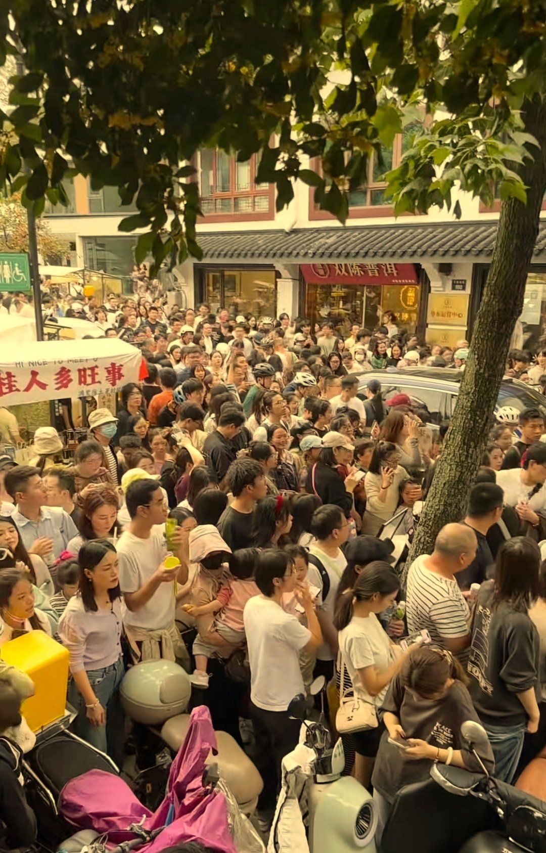 免费的满觉陇景区,人熙熙攘攘