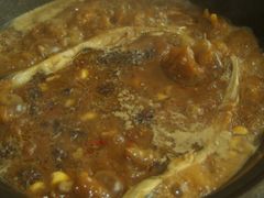 柴锅炖羊肉加胖头鱼头-姥家大锅台水库渔家