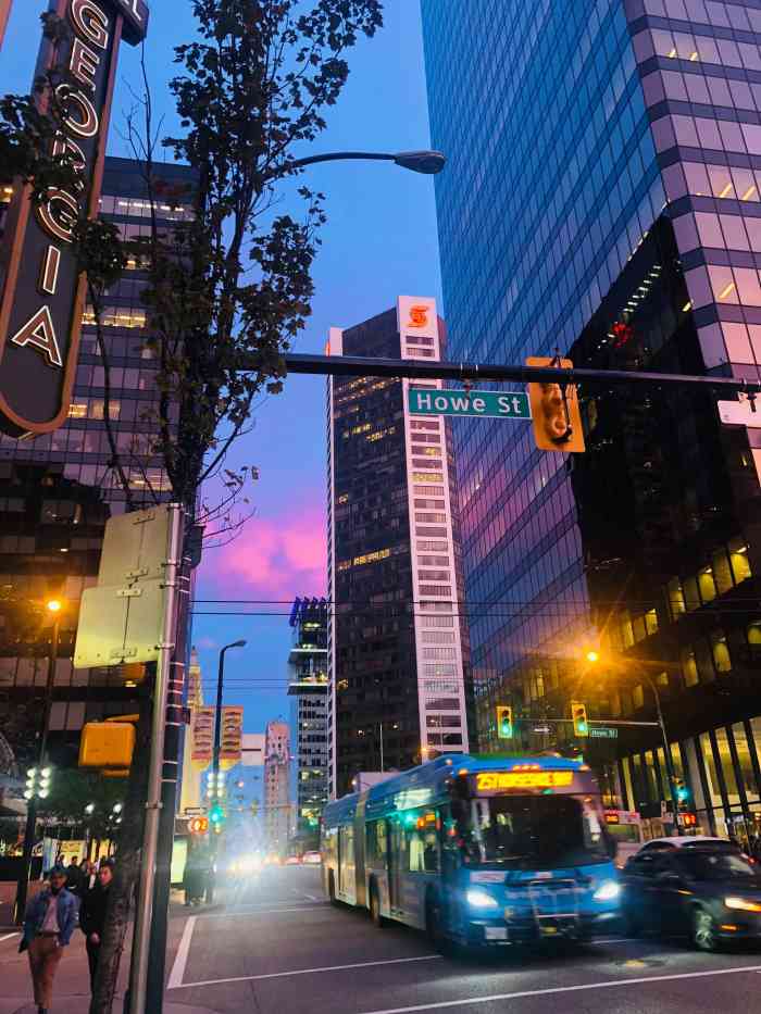 打分 粉红色的温哥华downtown