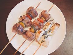 【晚餐】猪香肠蔬菜烤串+鱿鱼串-杭州西子湖四季酒店-WL BISTRO西湖餐厅(灵隐路店)